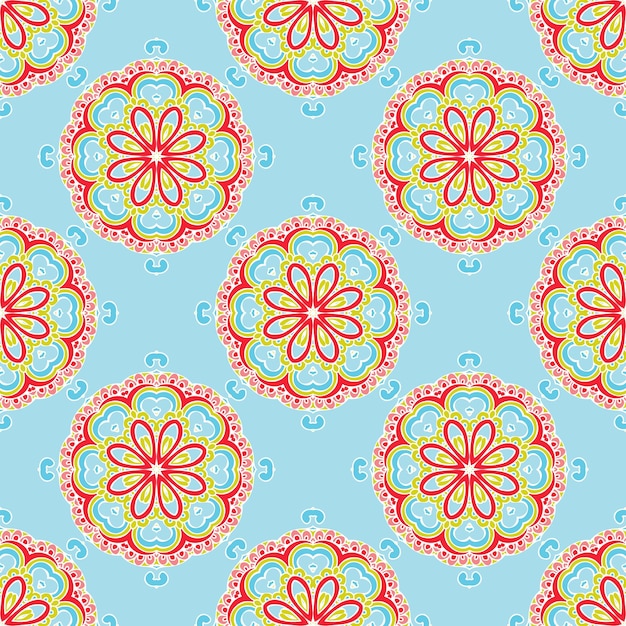 Desenho vetorial de padrão de fundo com azulejos de flores vintage sem costura