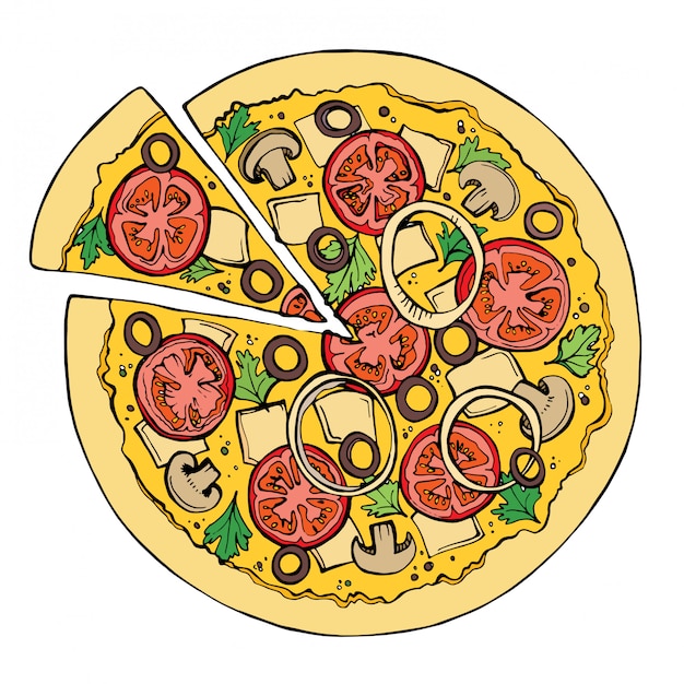 Desenho vetorial de pizza.