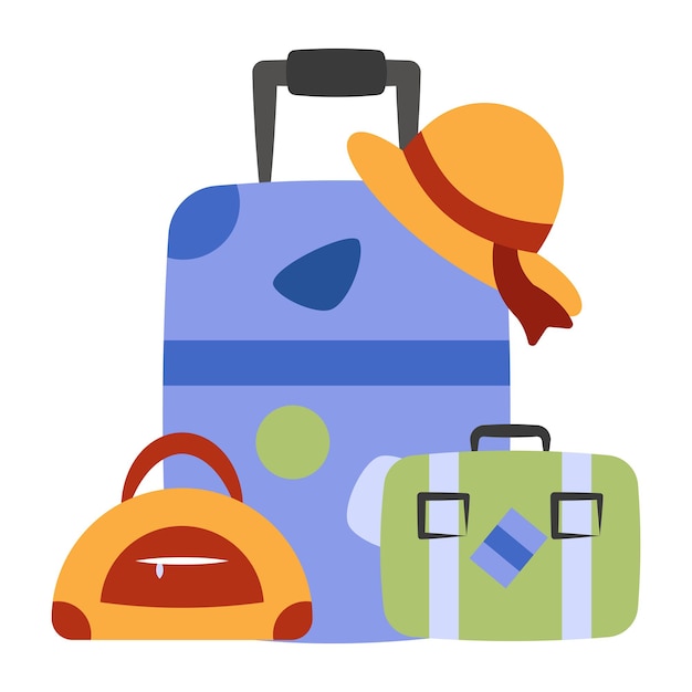 Vetor desenho vetorial de saco de carrinho com ícone de bagagem de maleta