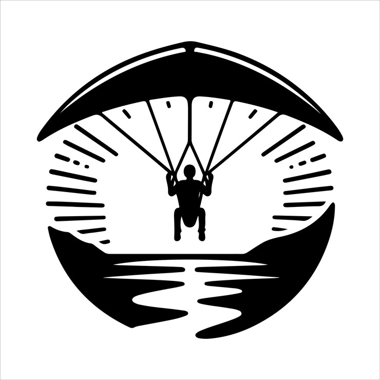 Vetor desenho vetorial de silhueta de pára-quedas de planador