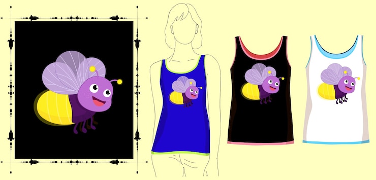 Vetor desenho vetorial de t-shirt de ilustração de abelha bonita
