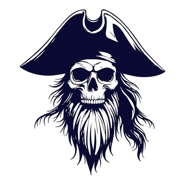 Vetor desenho vetorial de tatuagem de piratas do crânio