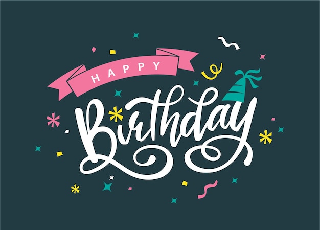 Desenho vetorial de tipografia de aniversário feliz para cartões de saudação e cartaz
