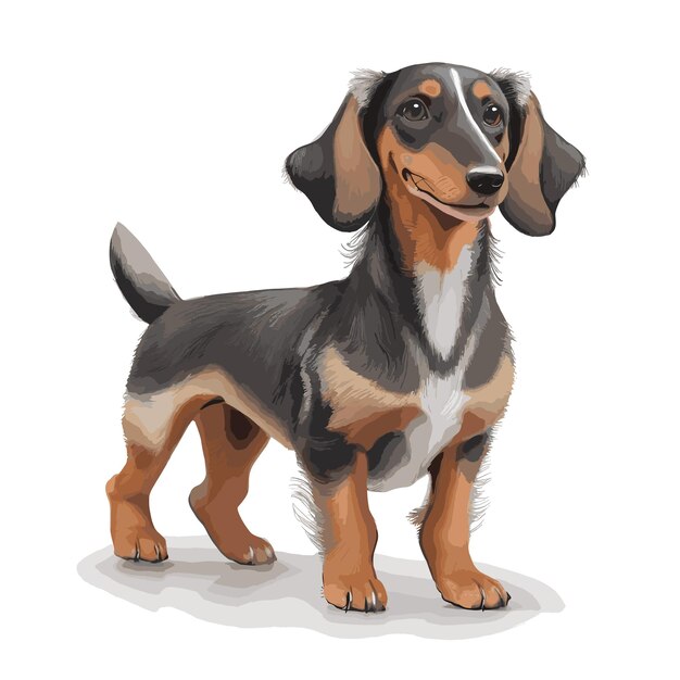 Desenho vetorial de um cachorro dachshund com características editáveis ilustração de elementos de design