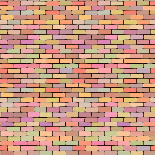 Vetor desenho vetorial de um padrão sem costura de fundo multicolorido de parede de tijolos