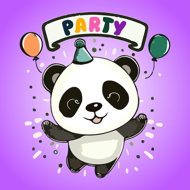 Vetor desenho vetorial de um panda na festa