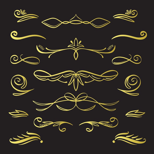 Desenho vetorial decoração padrão estilo caligráfico design ouro ornamento decorar
