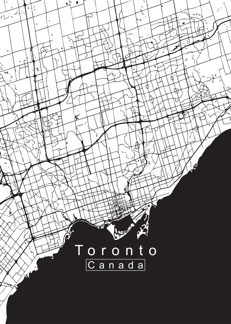 Vetor desenho vetorial do mapa de toronto, canadá