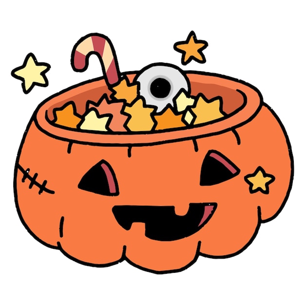 Desenho vetorial simples de abóbora de halloween desenhado à mão isolado em fundo branco