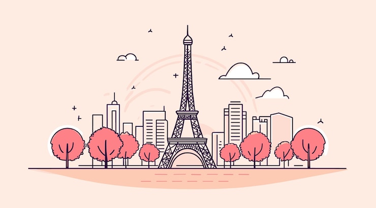 Vetor desenho vetorial simples torre eiffel paris ia generativa