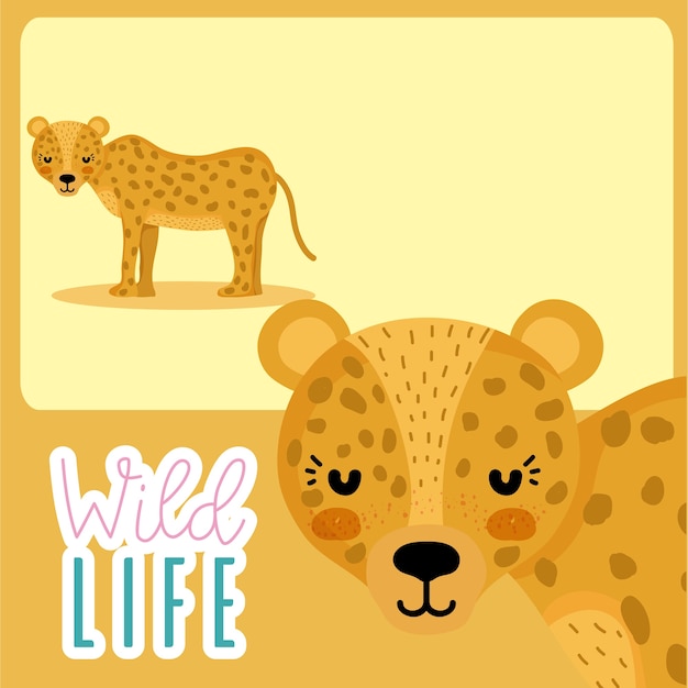 Desenhos animados bonitos animais dos animais selvagens do leopardo