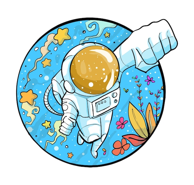 Desenhos animados bonitos do astronauta