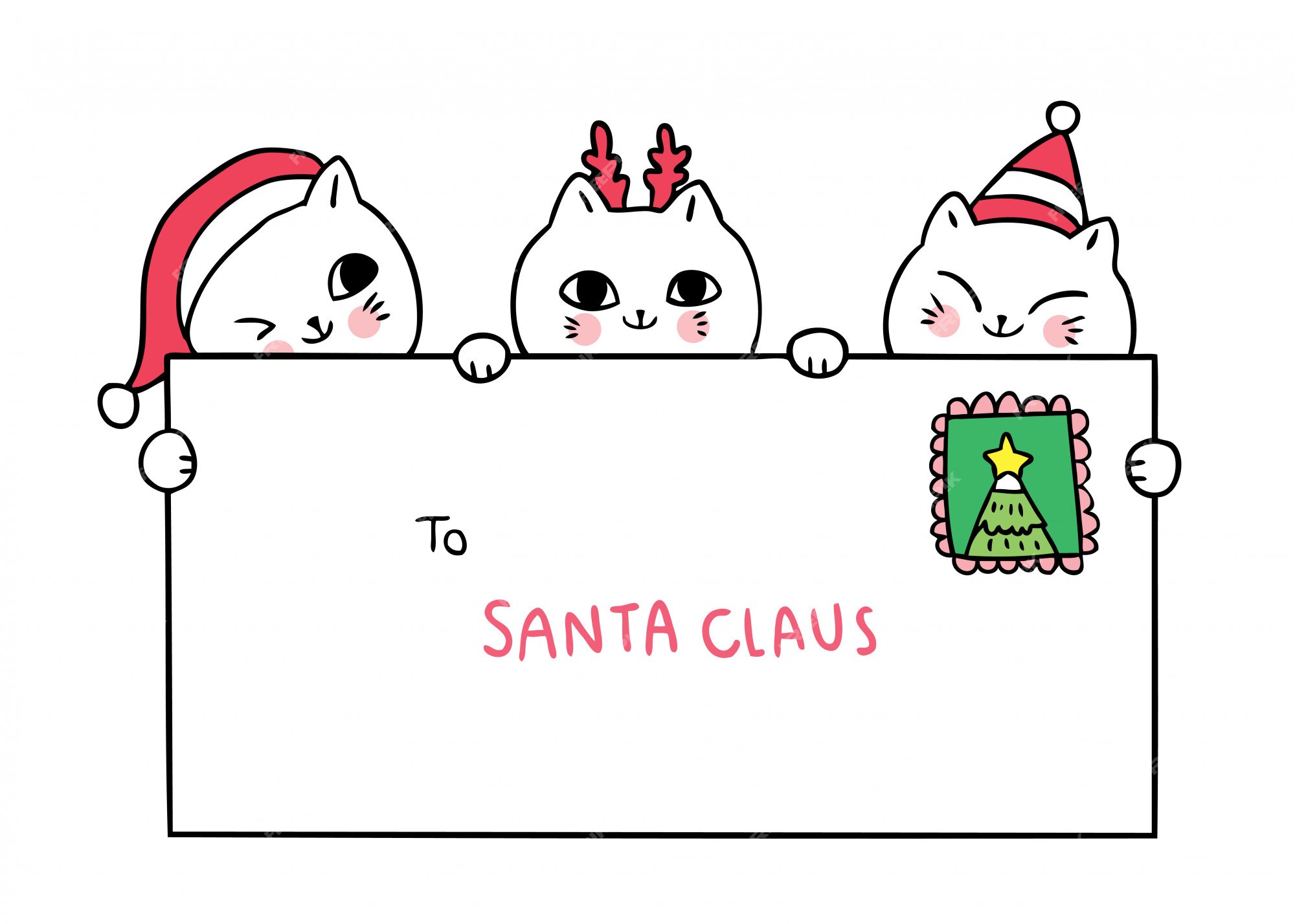 desenho de natal do gato kawaii 10260775 Vetor no Vecteezy