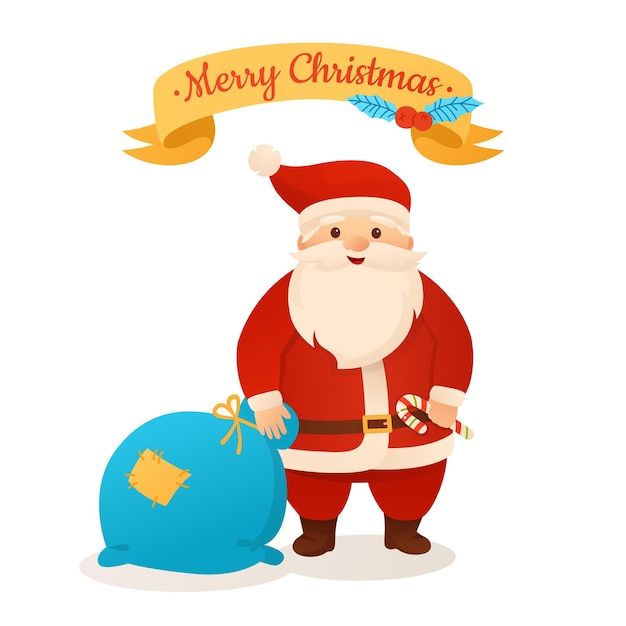 Desenhos animados cartão de felicitações de natal fita de saco de papai noel fita de doces surpresa
