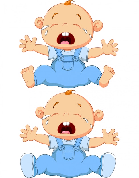 Desenhos animados chorando gêmeos do bebê isolados no fundo branco