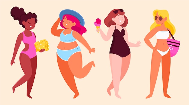 Desenhos animados com pacote de roupas de verão