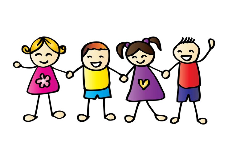 Vetor desenhos animados crianças de mãos dadas