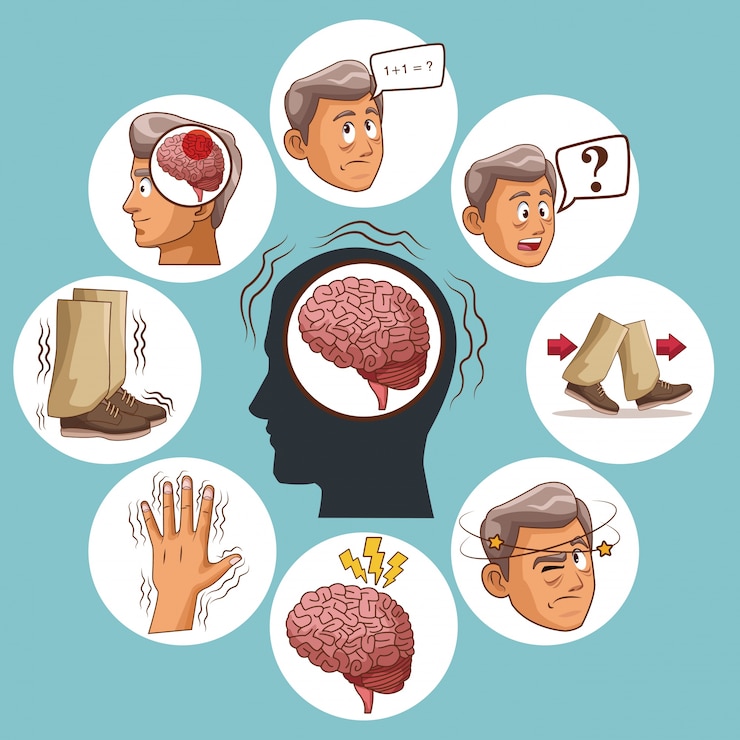 Vetor desenhos animados da doença parkinsons