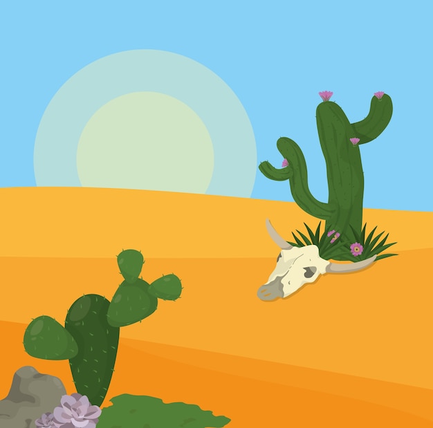 Vetor desenhos animados da paisagem do deserto