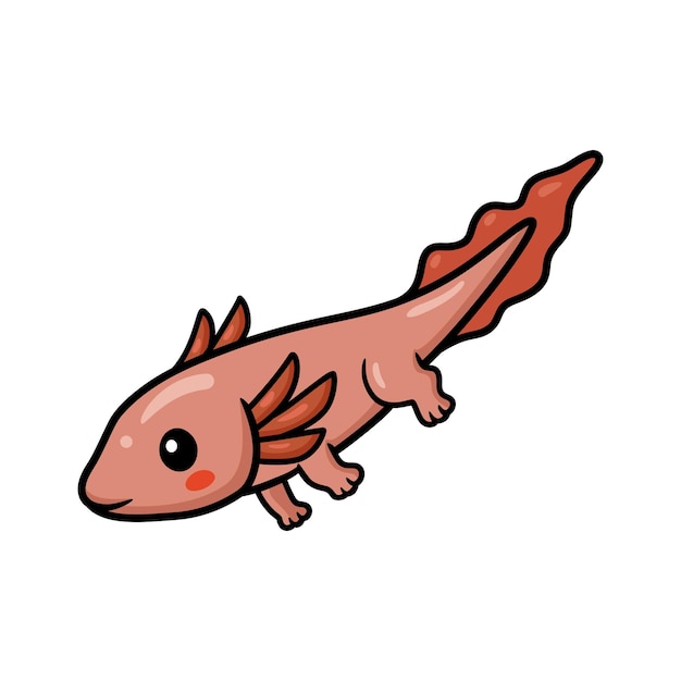 Desenhos animados de axolotl fofo nadando ilustração vetorial