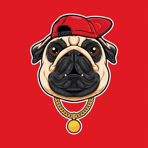 Desenhos animados de cabeça de cachorro Pug