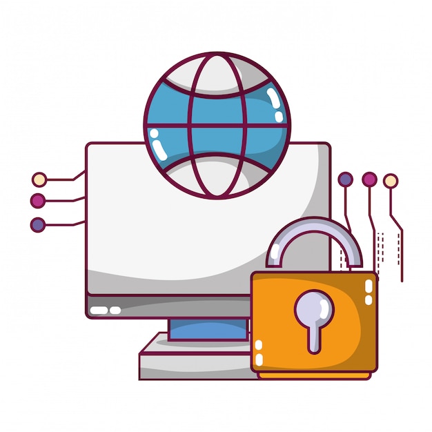 Desenhos animados de computação de tecnologia