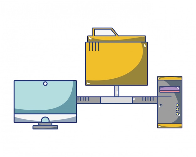 Desenhos animados de computação de tecnologia