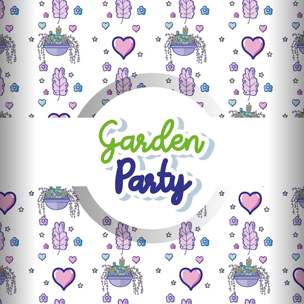 Desenhos animados de fundo de padrão de festa de jardim