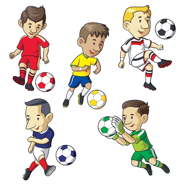 Vetor desenhos animados de garoto de futebol