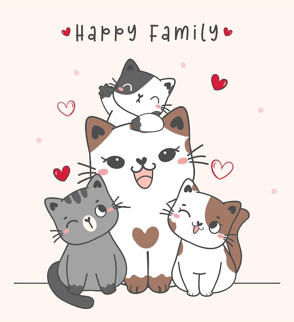 Família de Gatos - Grande Surpresa Gentil Desenho Animado em