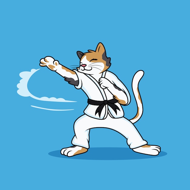 Desenhos animados de gatos fazendo artes marciais com poses legais