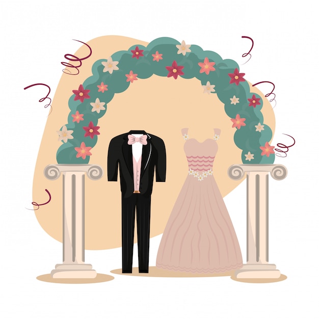 Vetor desenhos animados de ícones de dia de casamento