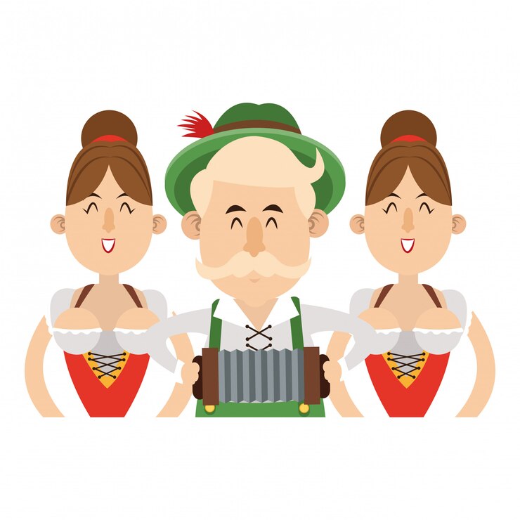 Vetor desenhos animados de oktoberfest de pessoas da baviera