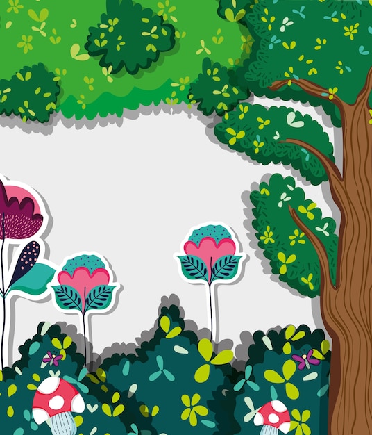 Vetor desenhos animados de paisagem linda floresta