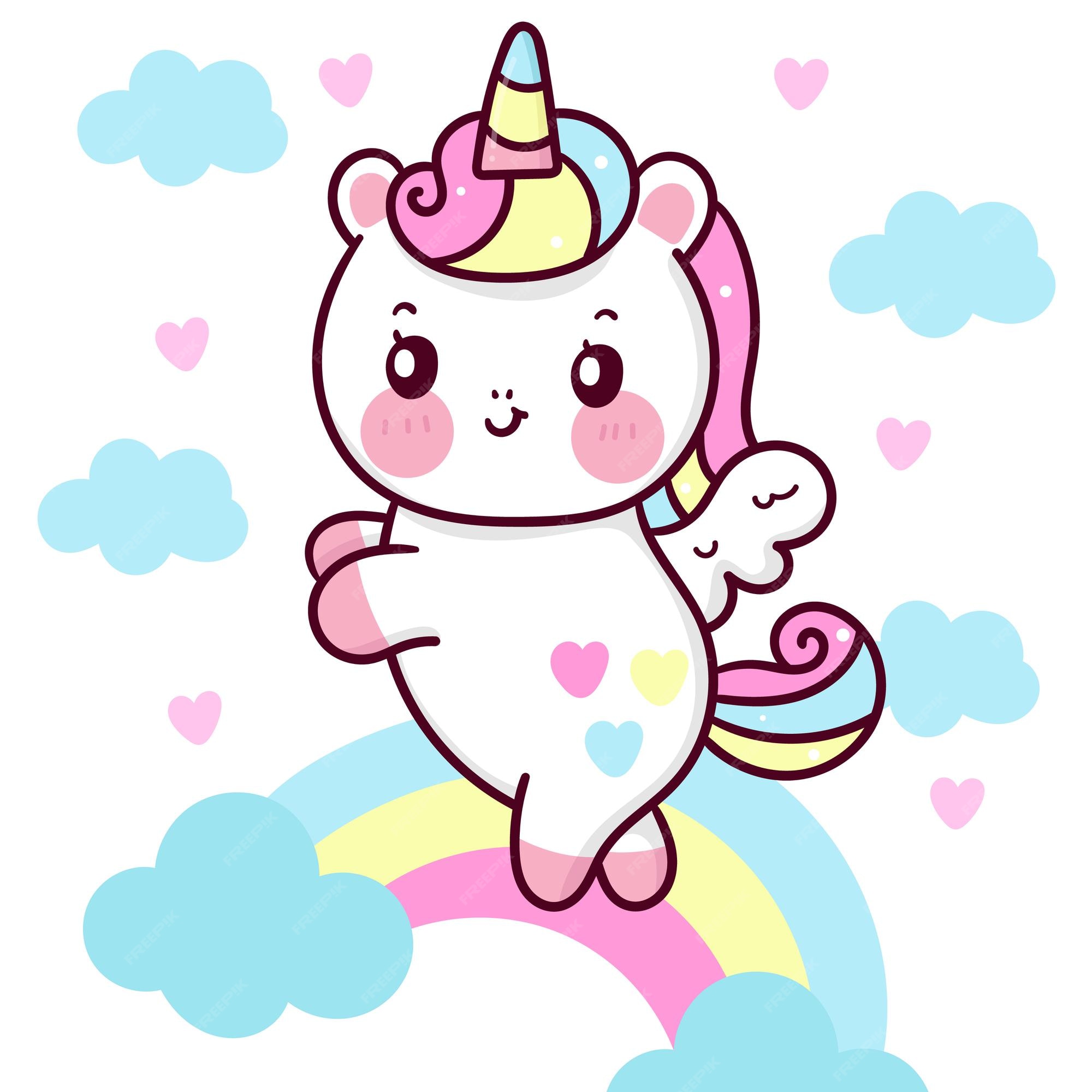 Pegasus de unicórnio fofo com desenho de kawaii de donut de dia dos  namorados