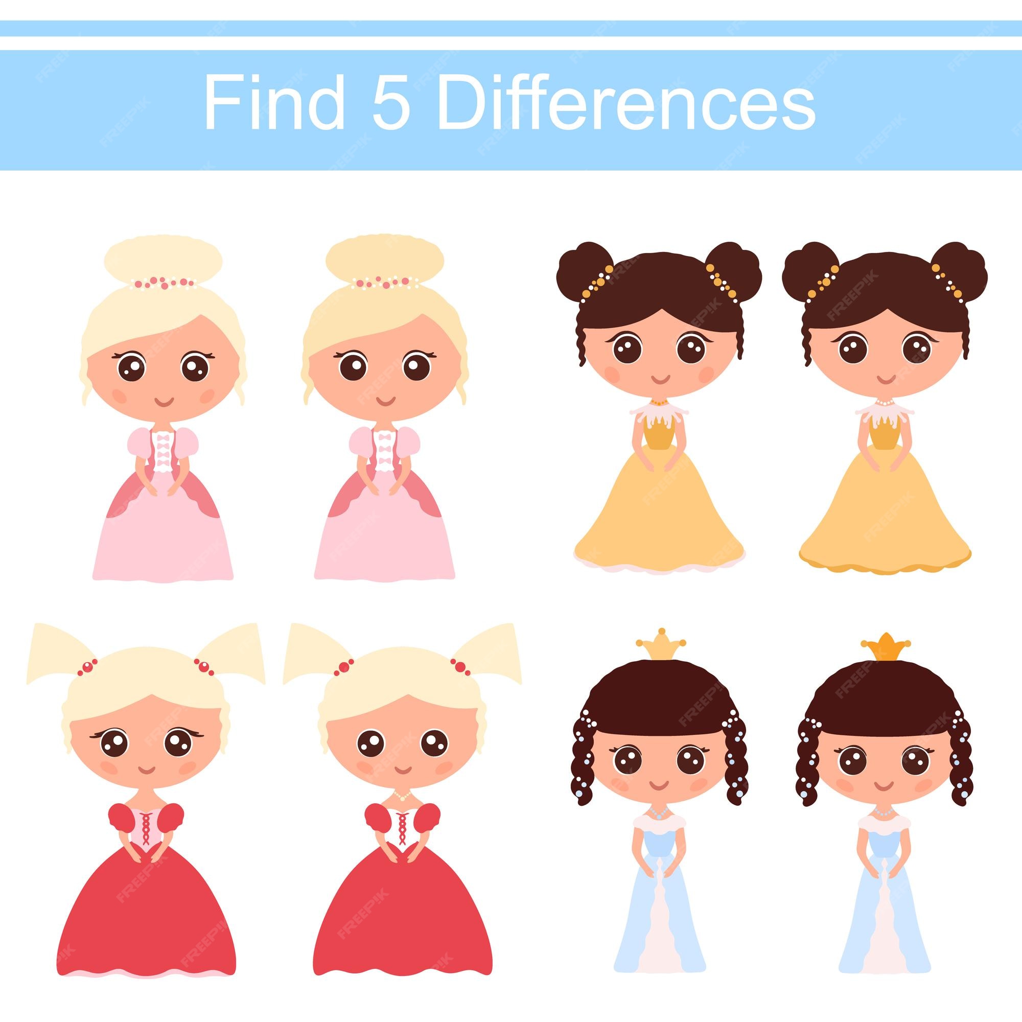 Diferenças jogo educativo com princesas de desenho animado