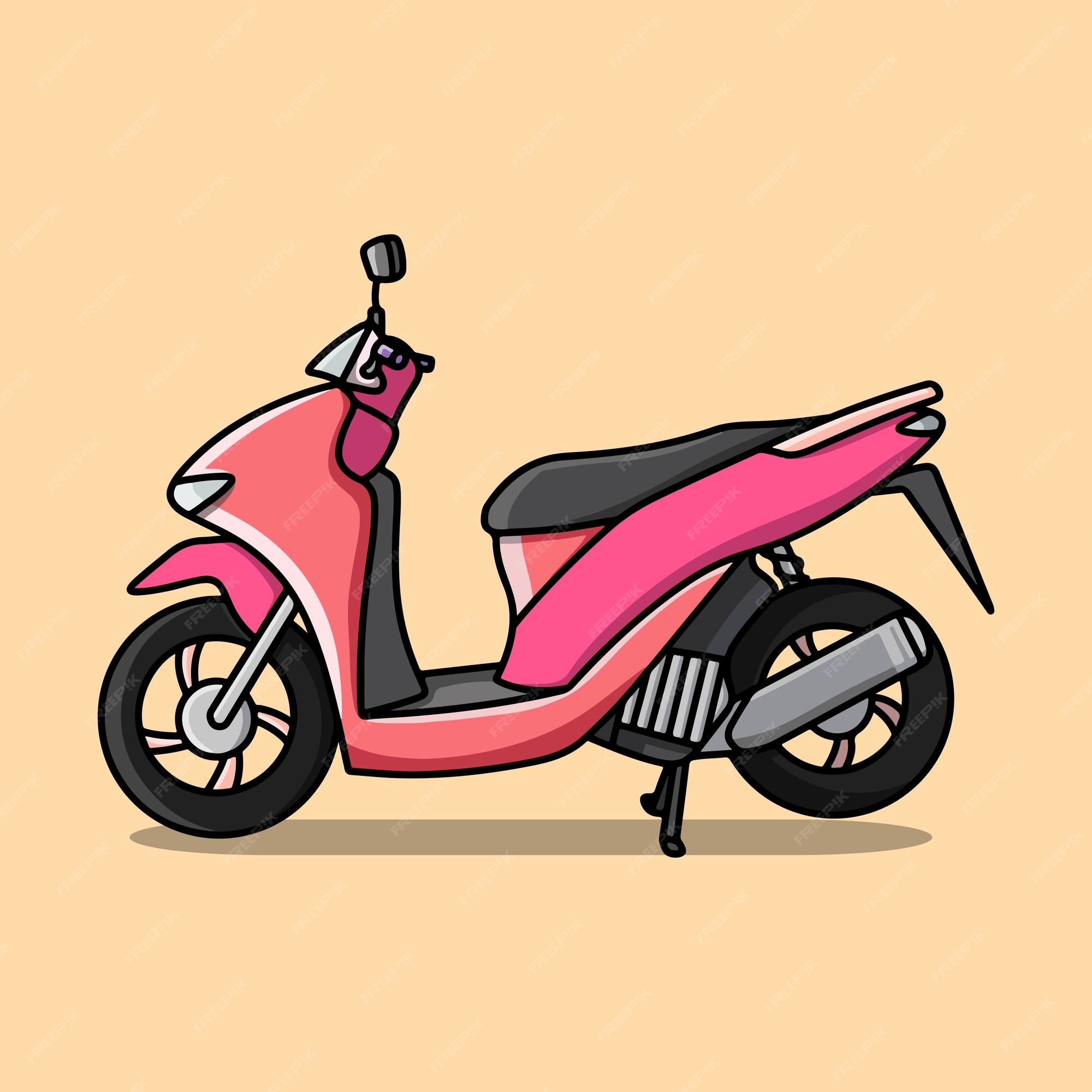 Desenhos animados de scooter de moto rosa