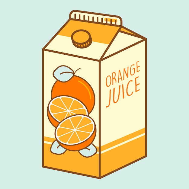 Desenhos animados de suco de laranja tijolo tetra vetor premium