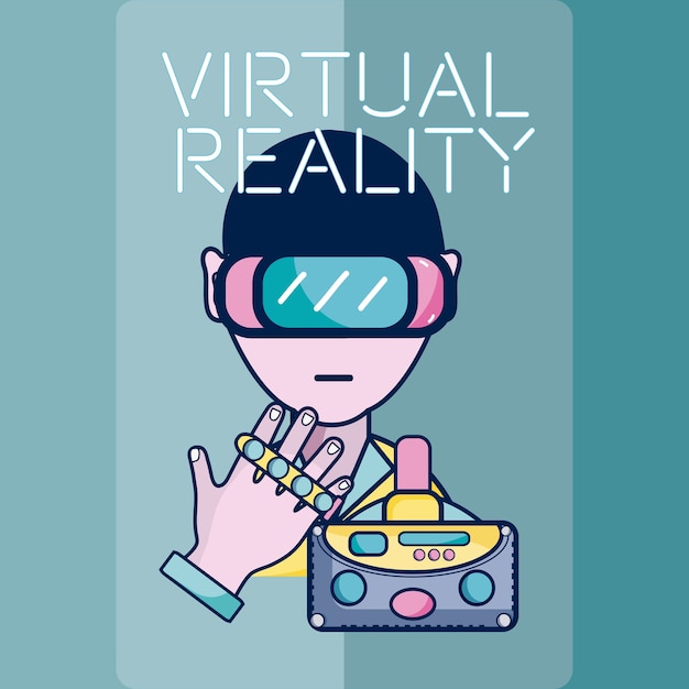 Desenhos animados de tecnologia de realidade virtual