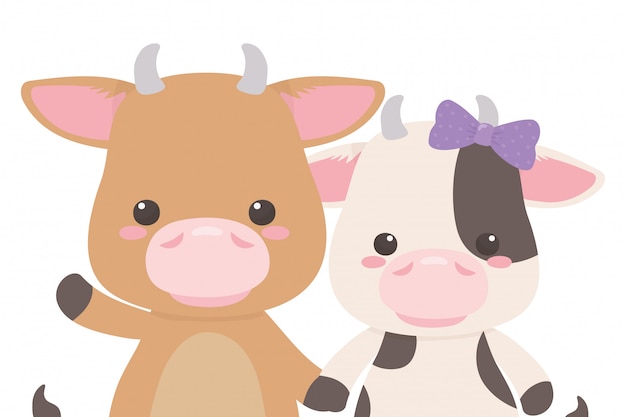 Desenhos animados de touro e vaca