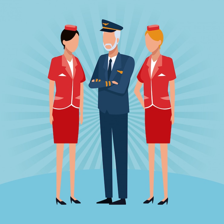 Vetor desenhos animados de trabalhadores de aviação