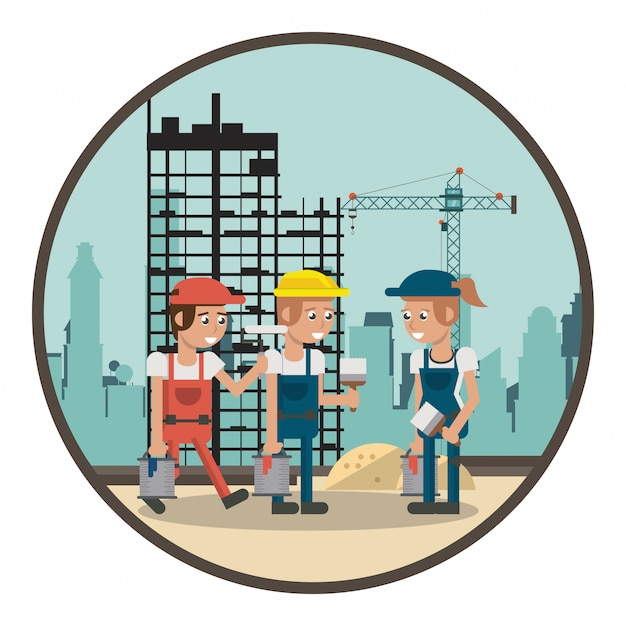 Desenhos animados de trabalhadores geométricos