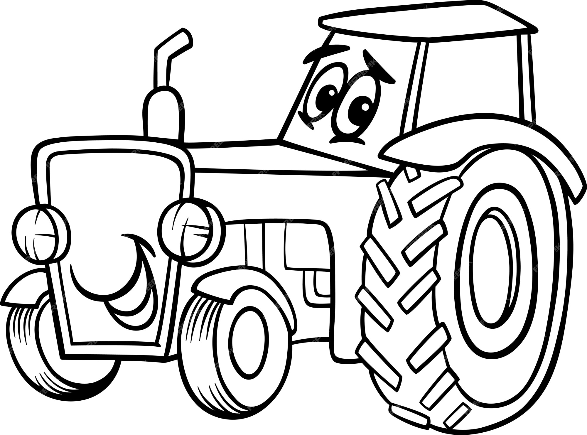 Desenhos animados de tractor para colorir livro