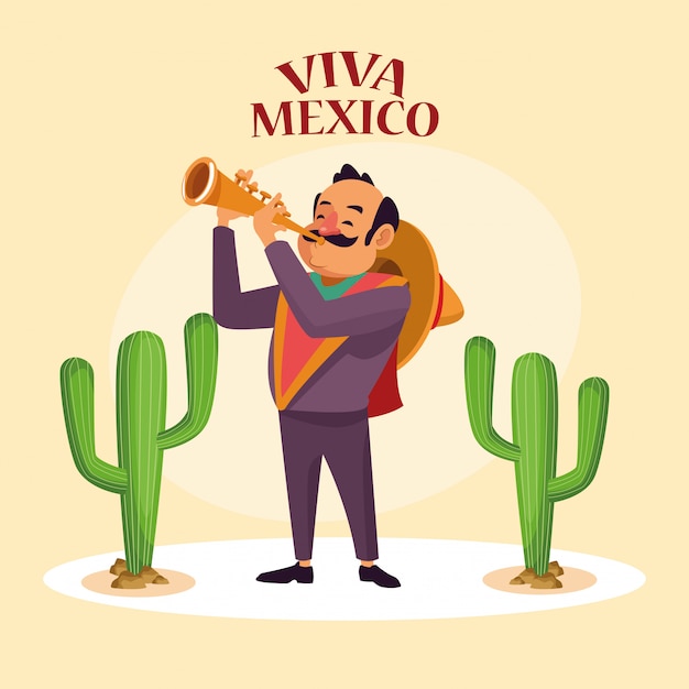 Vetor desenhos animados de viva méxico