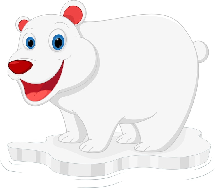 Vetor desenhos animados do urso polar em pé no gelo