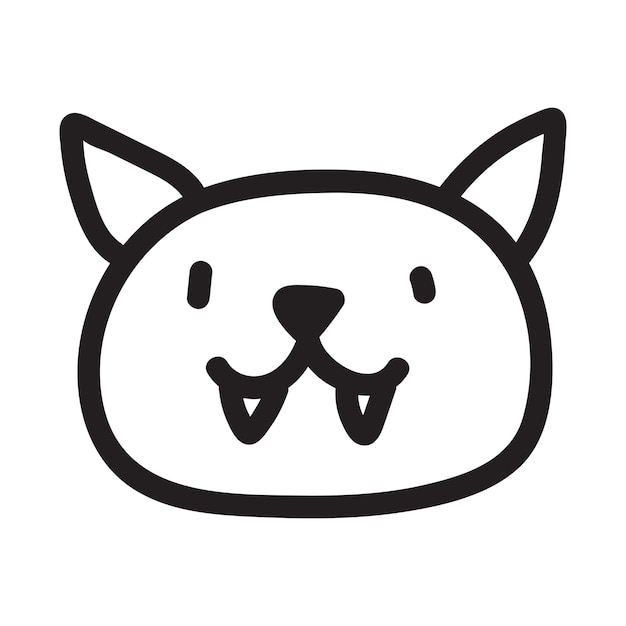 Desenhos animados doodle desenho de gato preto. silhueta de gatinho simples e fofo, ilustração vetorial de halloween.