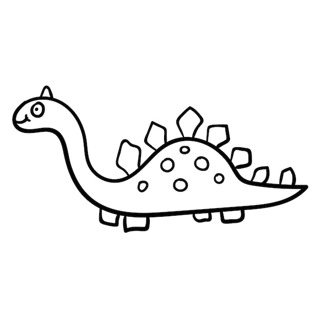 Desenhos animados doodle estegossauro de dinossauro linear isolado no fundo branco