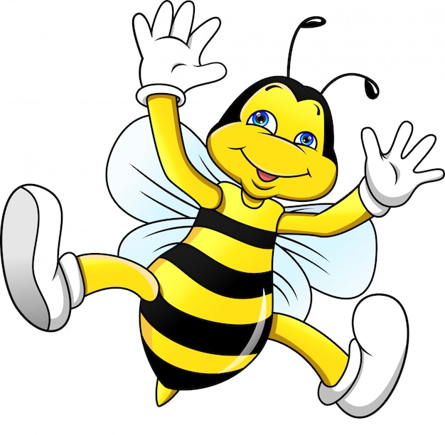 Desenhos animados engraçados abelha acenando