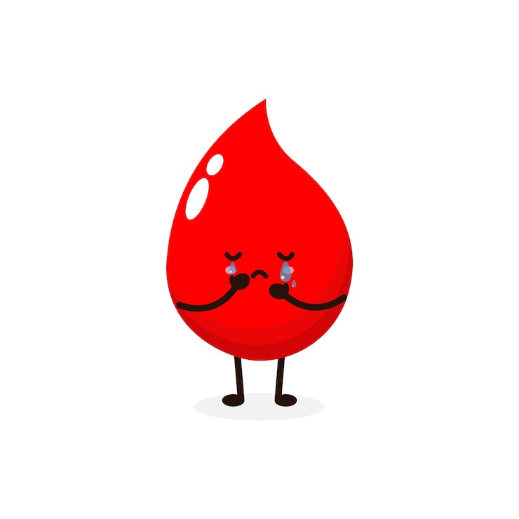 Vetor desenhos animados engraçados ícone de gota de sangue sorridente e insalubre bonito e insalubre conceito saudável do dia mundial do doador de sangue