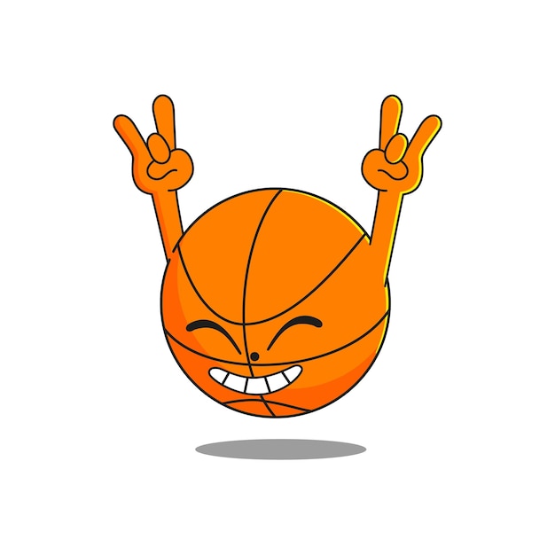 Desenhos animados ganham a ilustração fofa da bola de basquete do jogo no fundo isolado